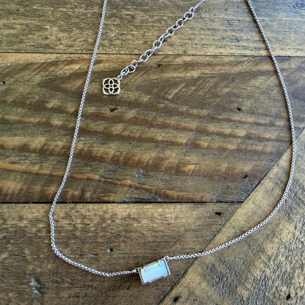 Kendra Scott Silver Necklace with White Pendant